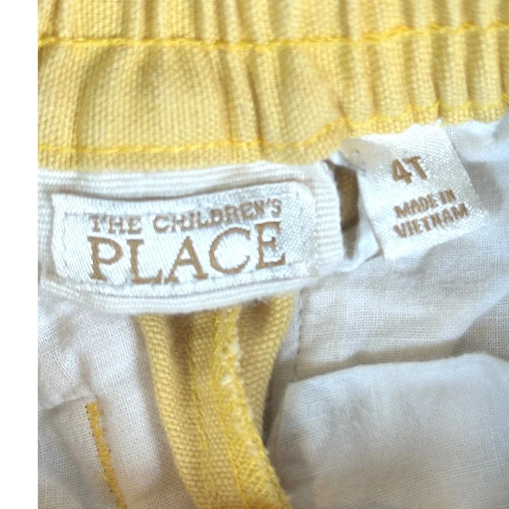 The Children's Place Boys Yellow Linen Cotton Blend Shorts Size 4T Summer Casual